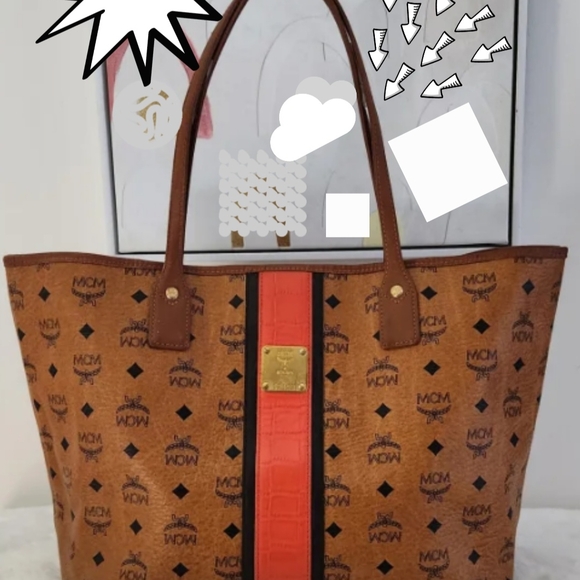 Authentic‼️Please Send To  Poshmark NEW RARE MCM STRIPE Logo Tote